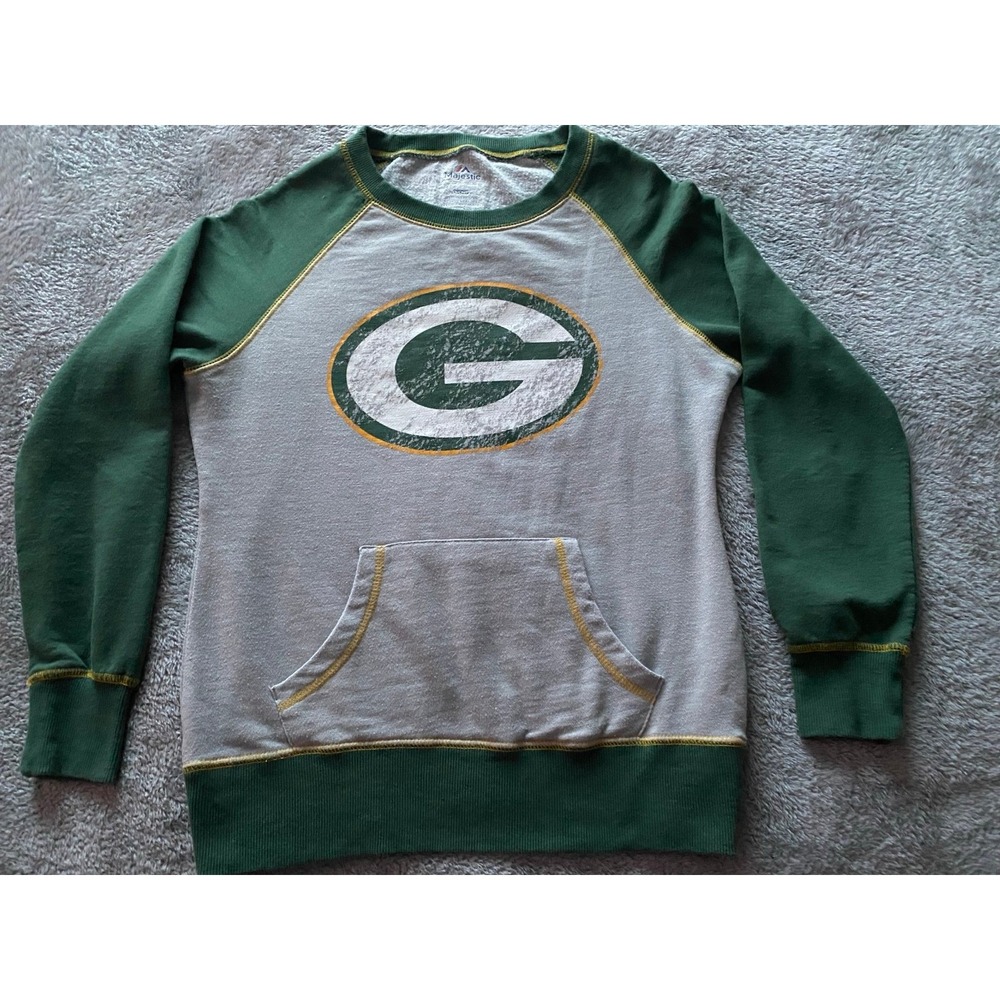 Majestic Green Bay Packers Sweatshirt Distressed Logo Small s9
